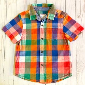 EUC Cat & Jack Short Sleeve Plaid Shirt- Size 5T